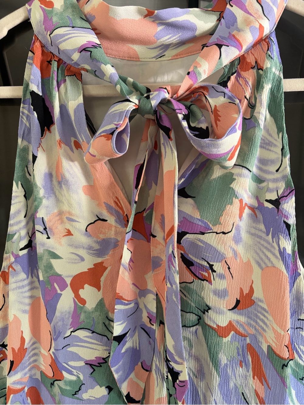 Lulu’s “Tied to You” Floral Tie Neck Halter Summer Party Mini Swing Dress Sz L - Picture 5 of 6